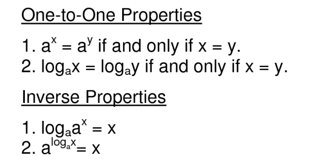 exponentiation logarithmic properties